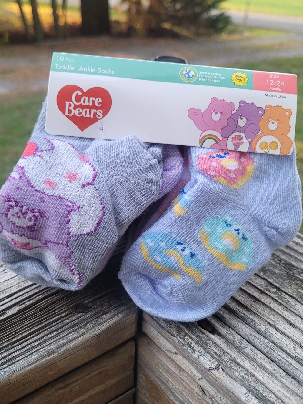 Care Bears Lavender Toddler Ankle Socks with Multicolor Characters